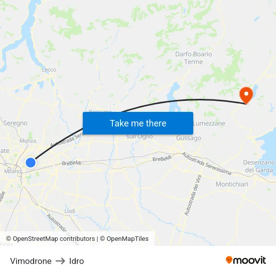 Vimodrone to Hydro map