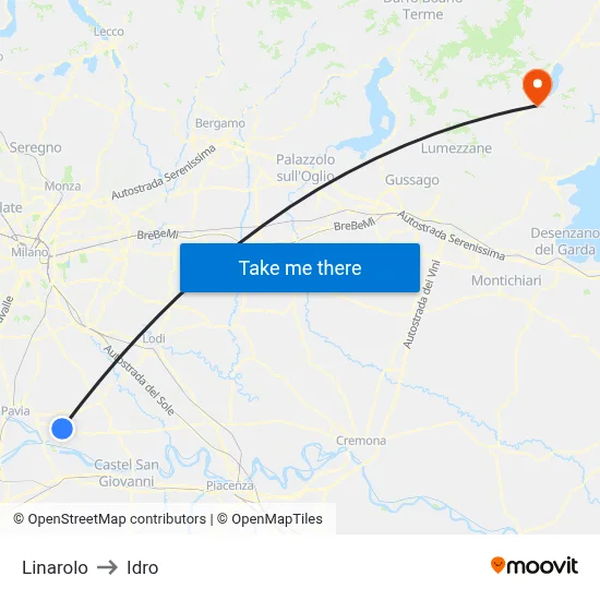 Linarolo to Hydro map