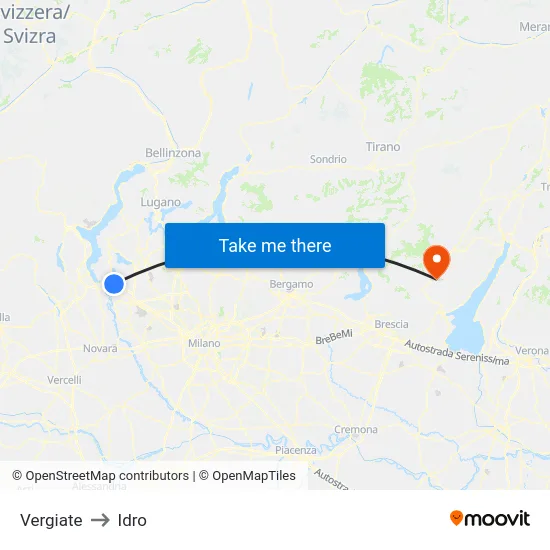 Vergiate to Hydro map