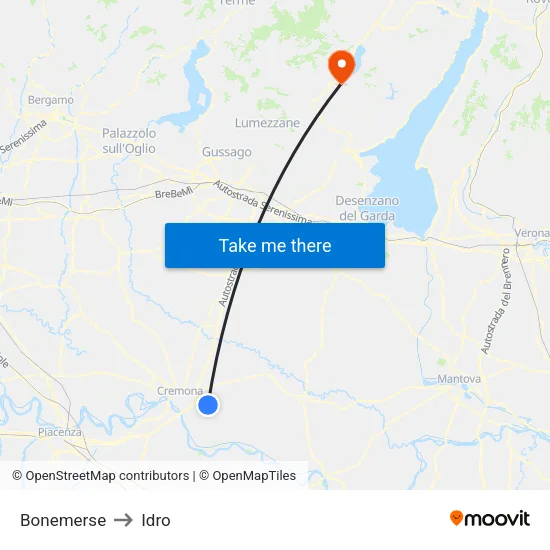 Bonemerse to Idro map