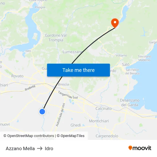 Azzano Mella to Idro map