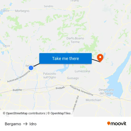 Bergamo to Idro map