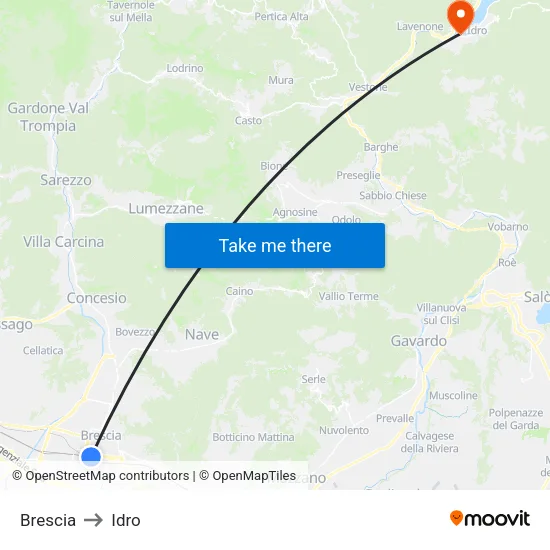 Brescia to Hydro map