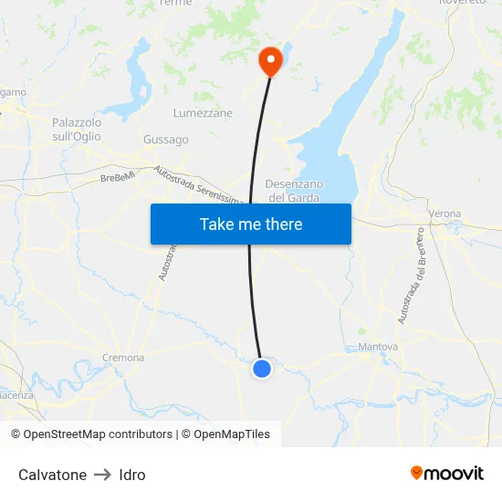 Calvatone to Hydro map
