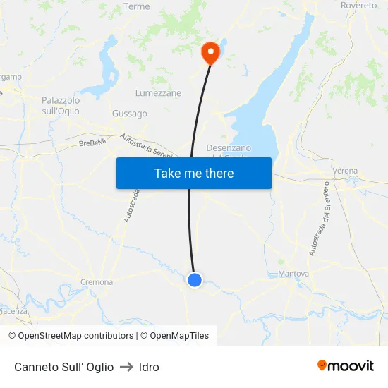 Canneto sull'Oglio to Hydro map