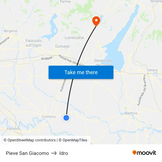 Pieve San Giacomo to Idro map
