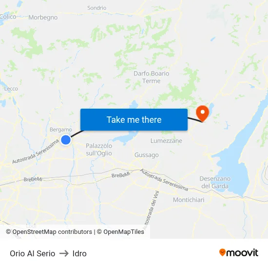 Orio Al Serio to Hydro map