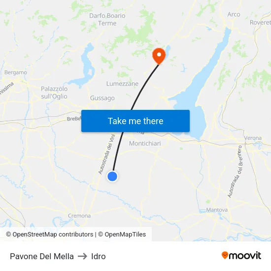 Pavone Del Mella to Hydro map