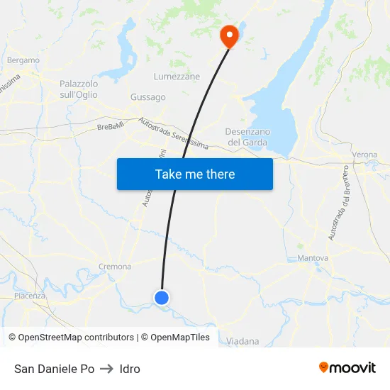 San Daniele Po to Hydro map