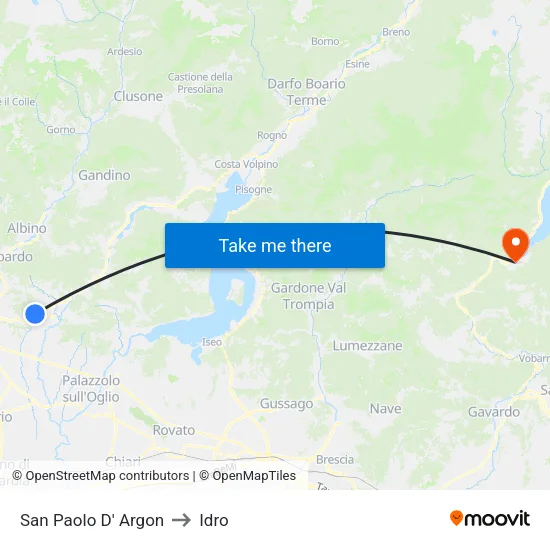 San Paolo d'Argon to Hydro map