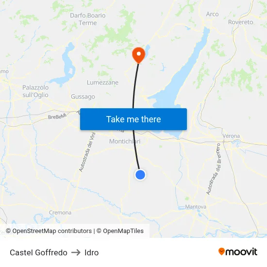 Castel Goffredo to Hydro map