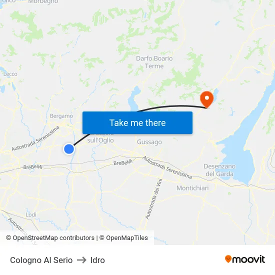 Cologno Al Serio to Hydro map