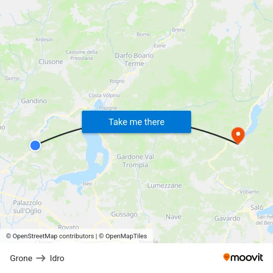 Grone to Idro map