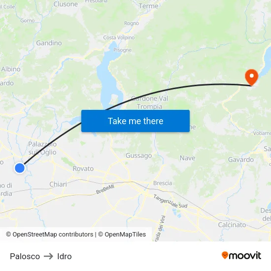 Palosco to Hydro map