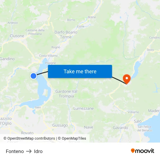 Fonteno to Hydro map