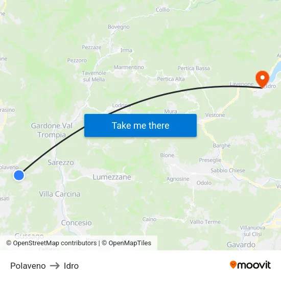 Polaveno to Idro map
