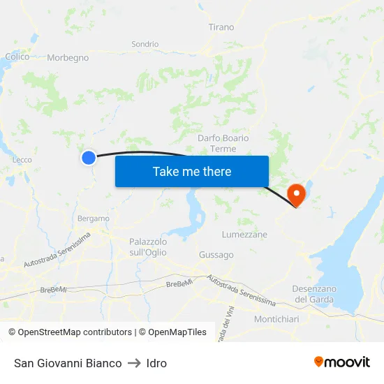 San Giovanni Bianco to Idro map