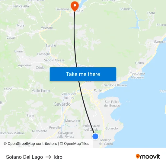 Soiano Del Lago to Idro map