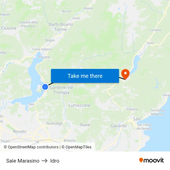 Sale Marasino to Idro map