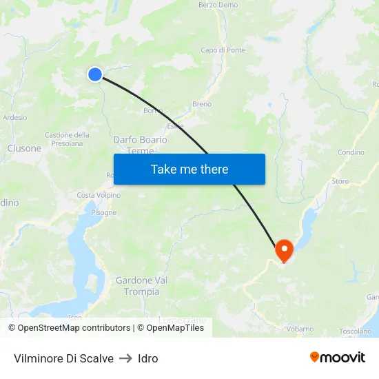 Vilminore Di Scalve to Hydro map