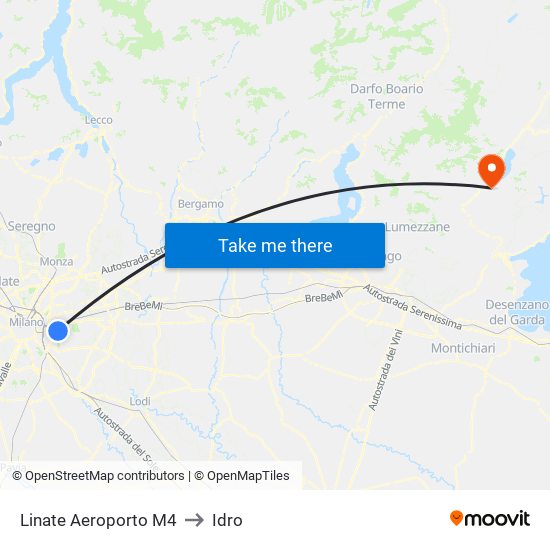 Linate Aeroporto M4 to Idro map