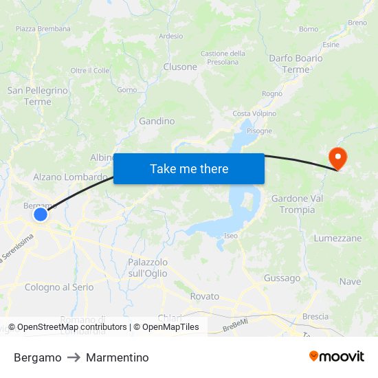 Bergamo to Marmentino map