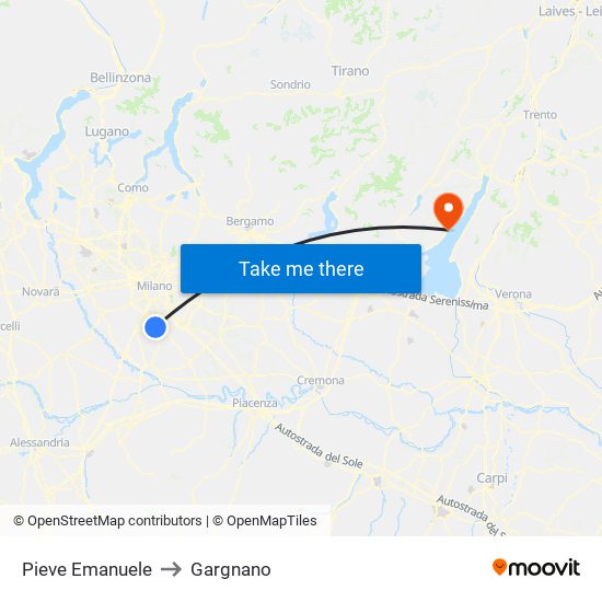 Pieve Emanuele to Gargnano map