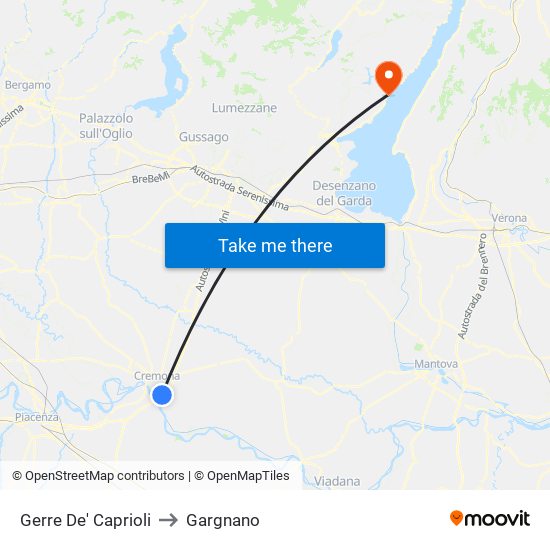 Gerre De' Caprioli to Gargnano map
