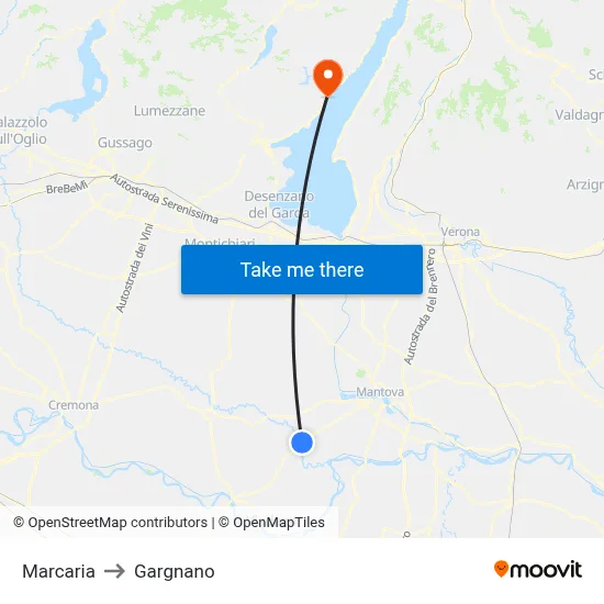 Marcaria to Gargnano map