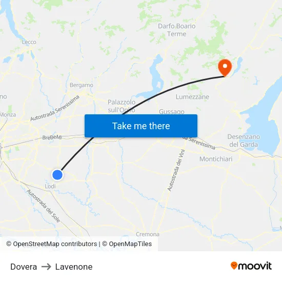Dovera to Lavenone map