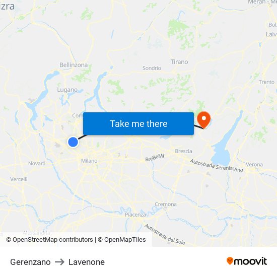 Gerenzano to Lavenone map