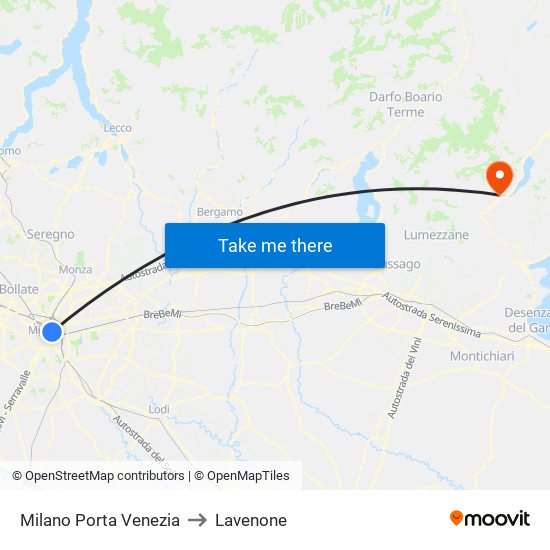 Milano Porta Venezia to Lavenone map
