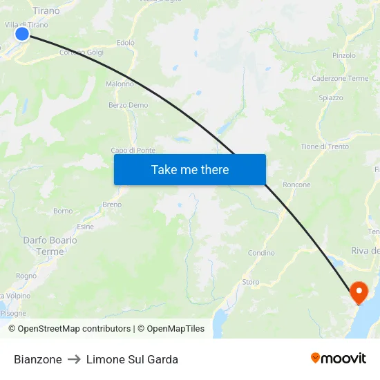 Bianzone to Limone Sul Garda map