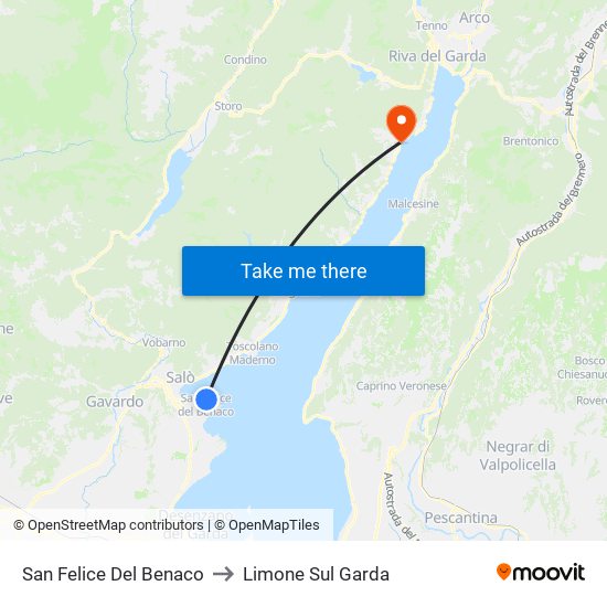 San Felice Del Benaco to Limone Sul Garda map