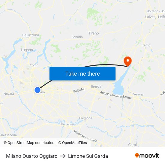 Milano Quarto Oggiaro to Limone Sul Garda map