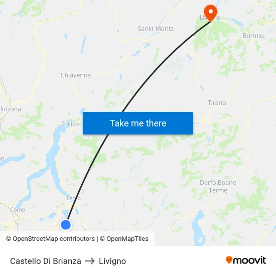 Castello di Brianza to Livigno map