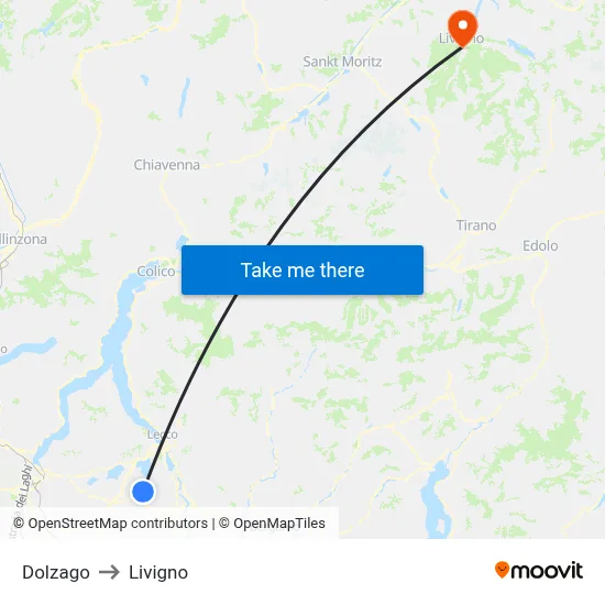Dolzago to Livigno map