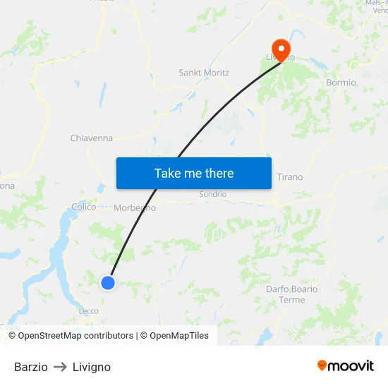 Barzio to Livigno map