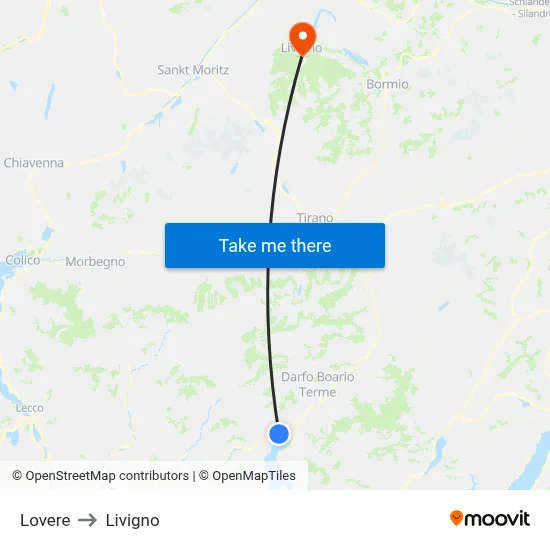 Lovere to Livigno map