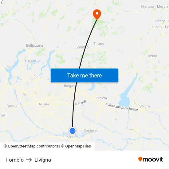 Fombio to Livigno map