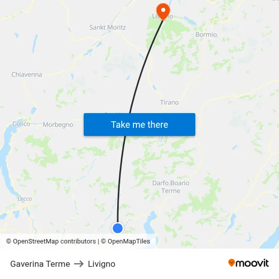 Gaverina Terme to Livigno map