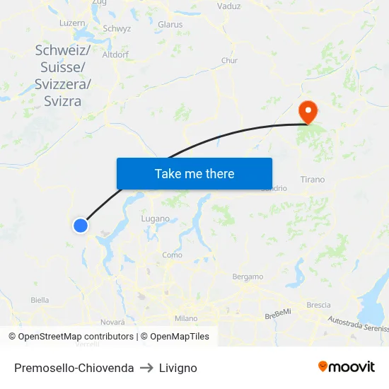 Premosello-Chiovenda to Livigno map