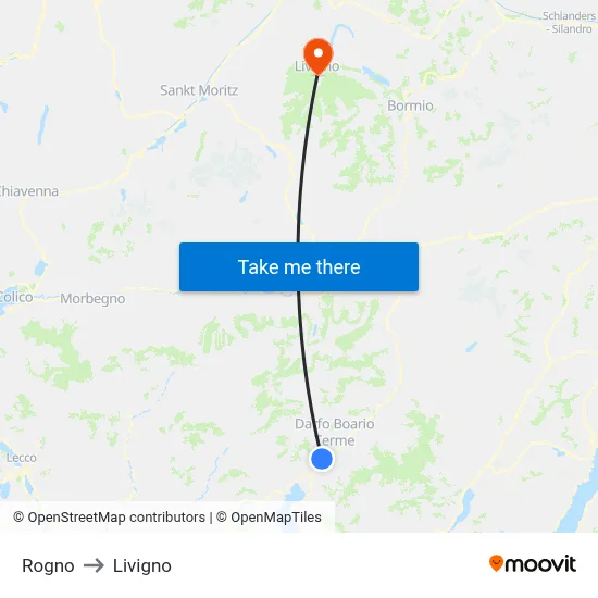 Rogno to Livigno map