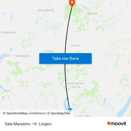 Sale Marasino to Livigno map