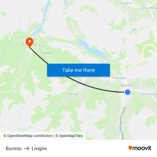 Bormio to Livigno map