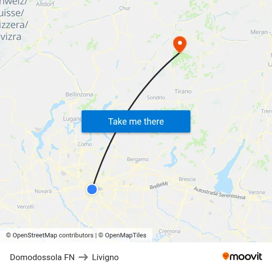 Domodossola FN to Livigno map