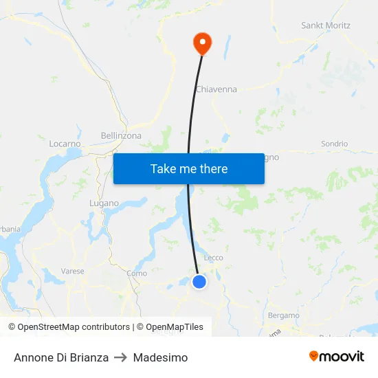 Annone di Brianza to Madesimo map