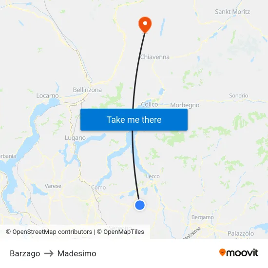 Barzago to Madesimo map