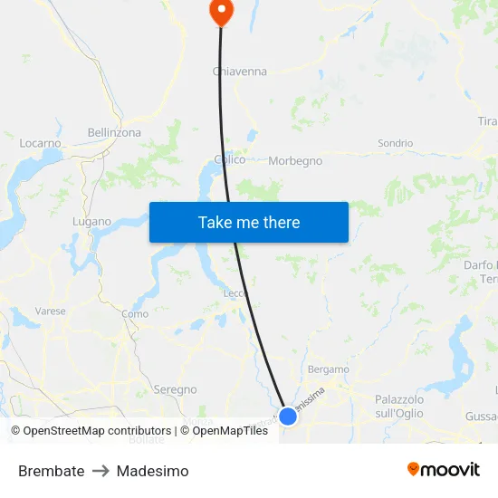 Brembate to Madesimo map
