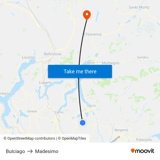 Bulciago to Madesimo map